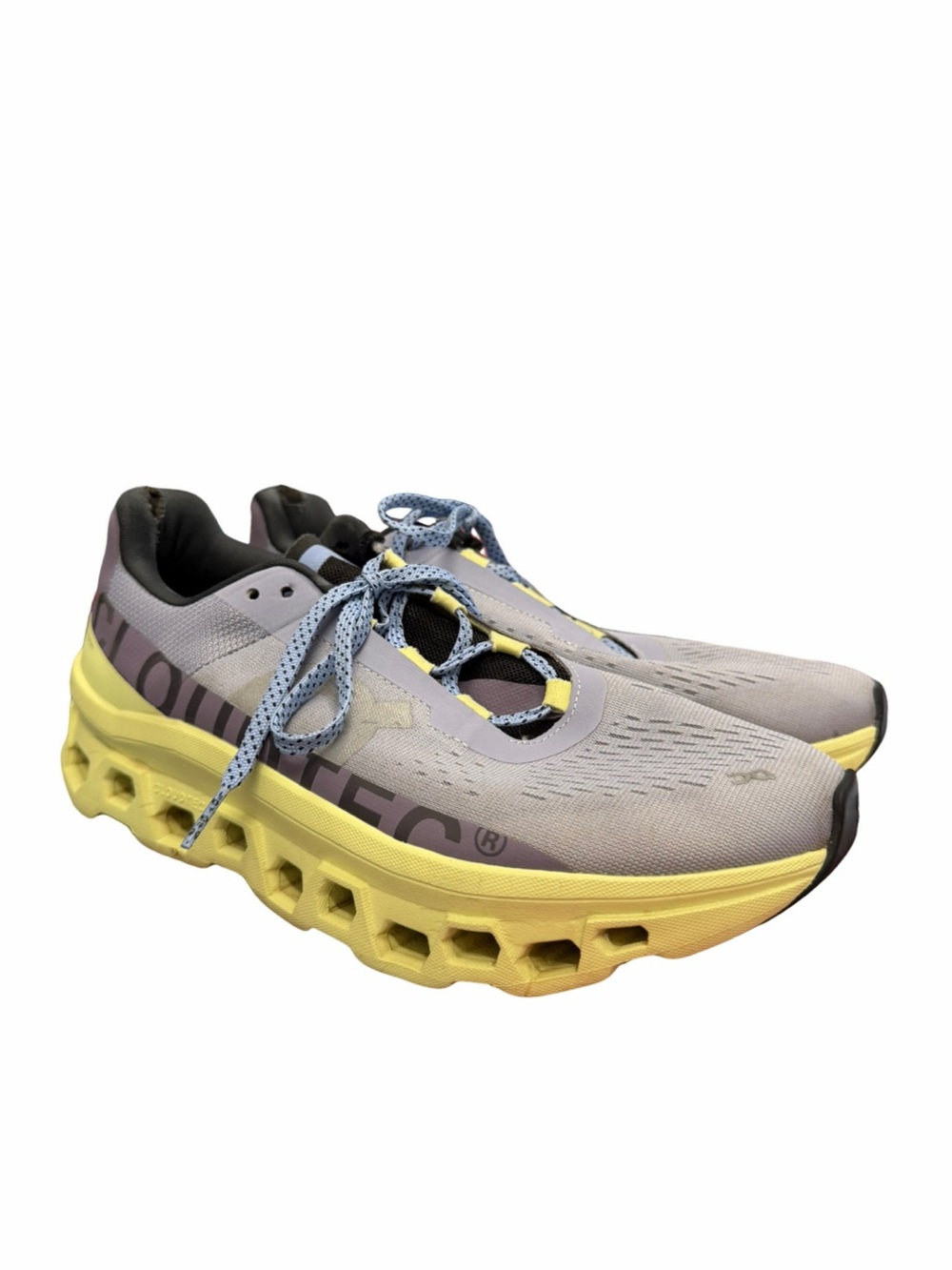 On Cloudmonster Running Shoes Gray Yellow Women’s Size 10